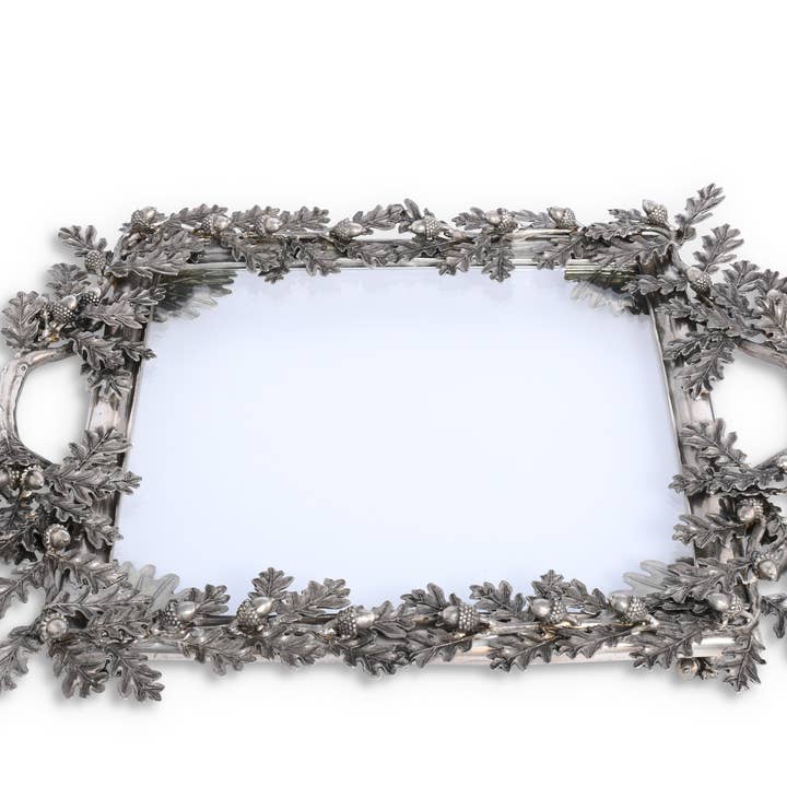 Vagabond House – Großhandel Serviertabletts – Acorn Eiche & Leaf Quadratisches Glastablett2