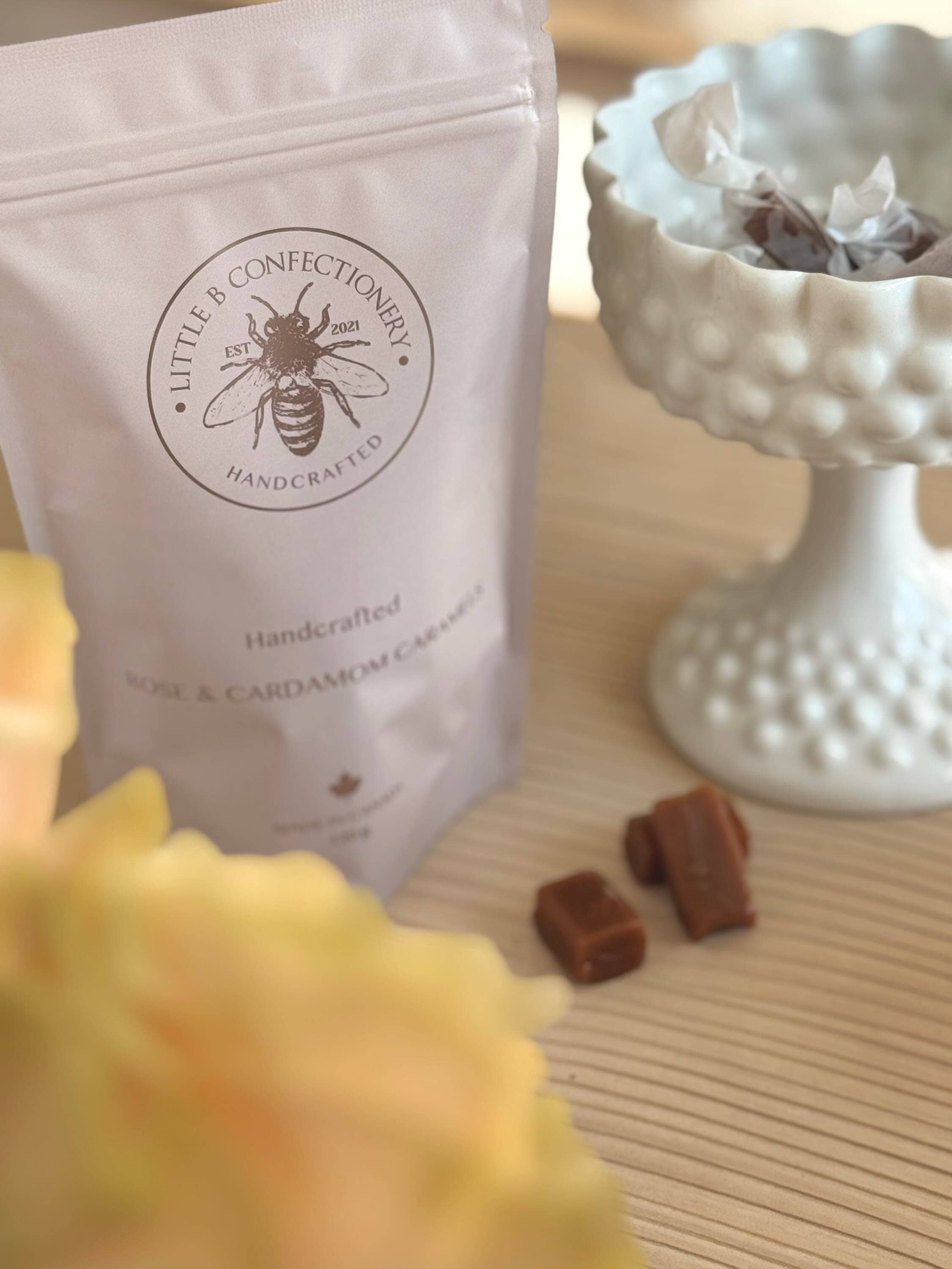 Little b Confectionery - Vente Caramels - Caramels à la rose et à la cardamome3