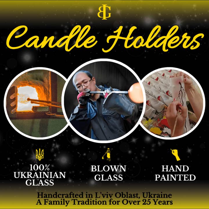 Glass by Iness - Wholesale Candle Holder - Small Frosted Glass Candle Holder, Hand Crafted in Ukraine, White Church Winter Wonderland, Wonderful Year Round9