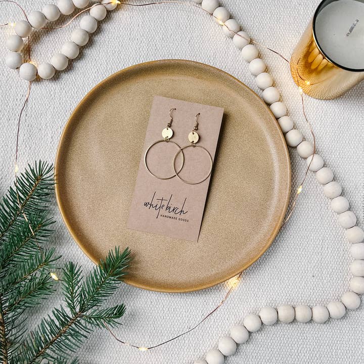 Whitebirch Handmade Goods - Wholesale Dangle Earrings - Brass Deco Circle Earrings