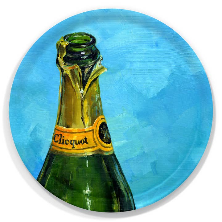 New Year Celebration Champagne Birch Wood Tray for wholesale by Trays4Us