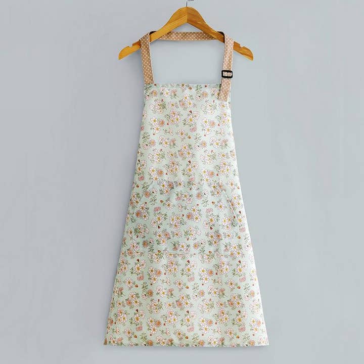ACCITY - Wholesale Apron - Floral Print Summer Thin Canvas Apron with pockets_CWMM2039