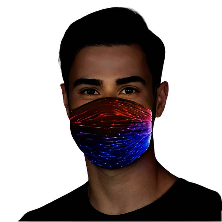 Blinkee.com, LLC - Vendita all'ingrosso Mascherina/visiera protettiva - Maschera facciale illuminata multicolore a fibra ottica USB