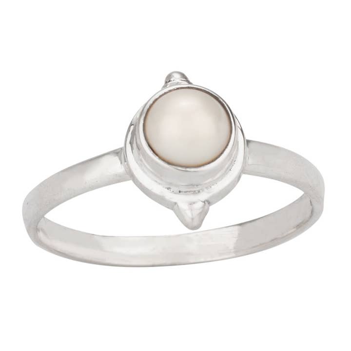 Anillo de plata de ley y perla de junio con piedra natal para venta al por mayor de Tiger Mountain Jewelry