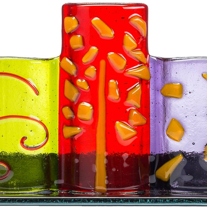 Ner Mitzvah - Wholesale Menorah - Hand Crafted Glass Menorah - For Tealights - 4 1/2"