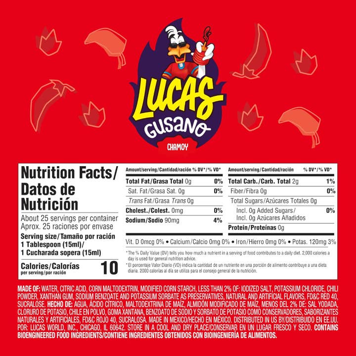 Food Crush Corp - Wholesale Gummy - Lucas Gusano Chamoy Mexican Liquid Mexican Candy (Box of 10)
