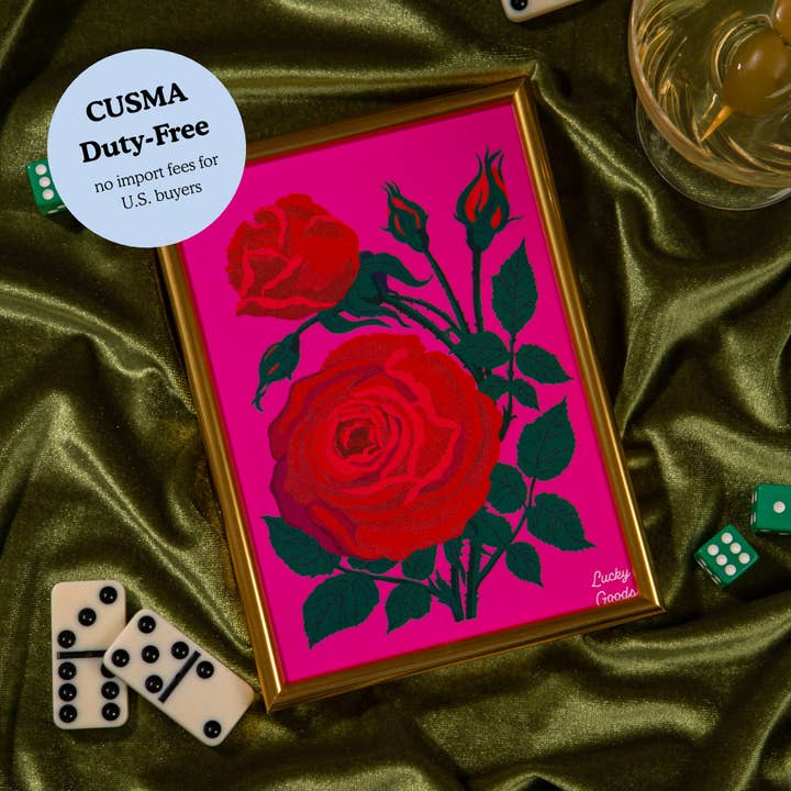 Roses in Hot Pink Portrait Print for wholesale by Lucky Goods Paper