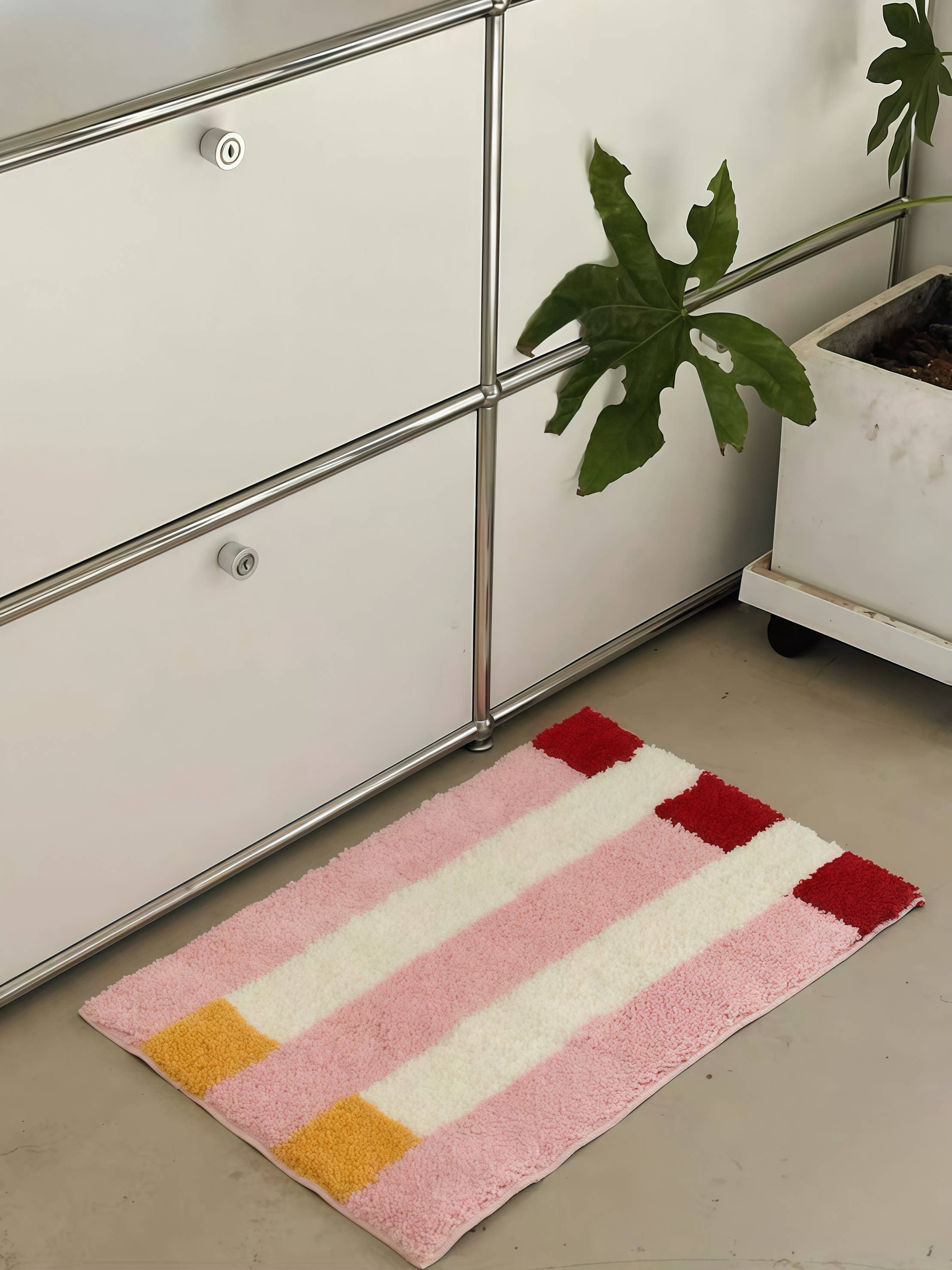 INSPECIAL HOME - Wholesale Bath Mat - Ultra Soft Whimsical Dopamine Stripe Bath Rug, Absorbent Mat10