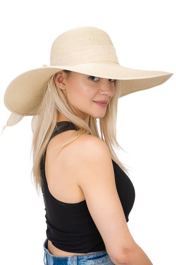Cap Zone - Wholesale Straw Hat - Women's - Burlap Bow Straw Floppy Sun Hat9
