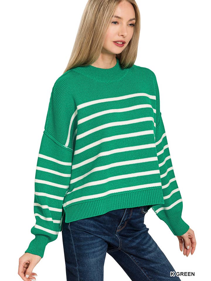 Vanilla Monkey - Wholesale Knit Sweater - Women's - Exposed Seam Striped Oversized Sweater13