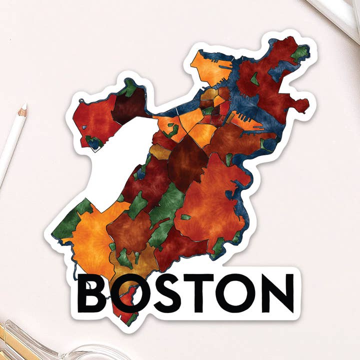 Aufkleber „Stadtviertel von Boston“ für den Großhandel von Terratorie Maps + Goods