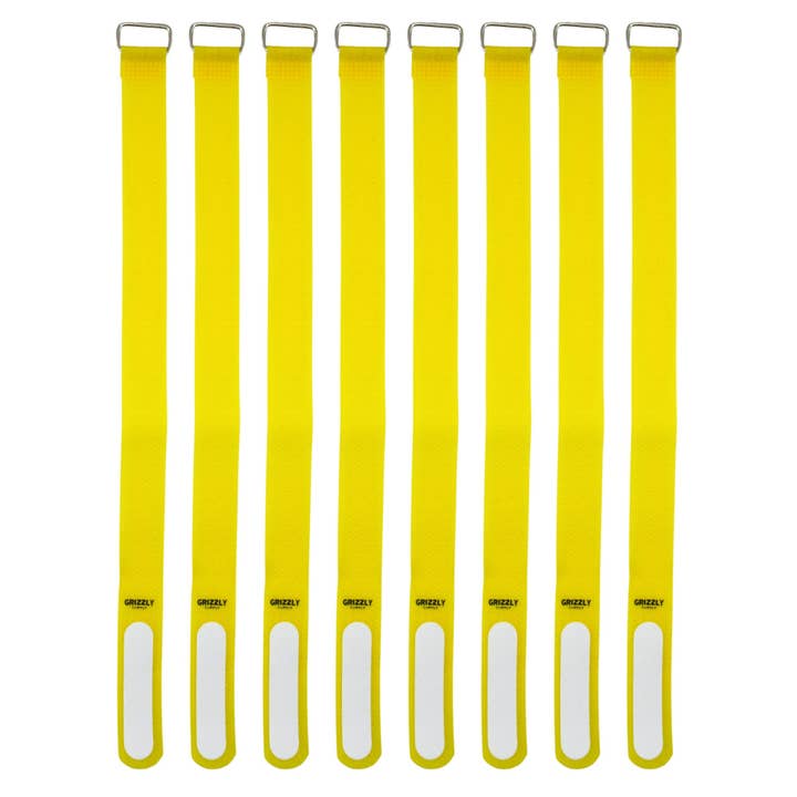 12" Yellow Hook and Loop Cinch Strap 8/pk for wholesale by Grizzly Supply