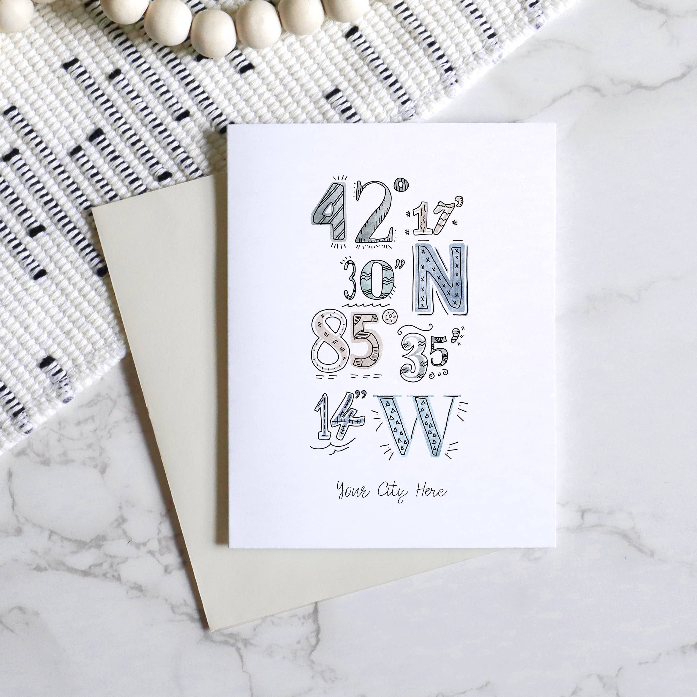 Sparks House Co. - Wholesale Everyday Greeting Card - Custom City Greeting Card - City Coordinates - Custom Order3
