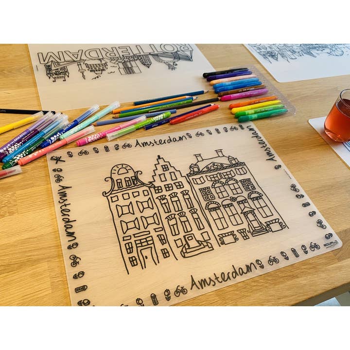 Tovaglietta da colorare Tre Case sui Canali per la vendita all'ingrosso da parte di Edwali