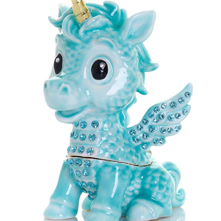Cute Blue Unicorn Horse trinket Box Limited Edition 1-250 for wholesale by Keren Kopal