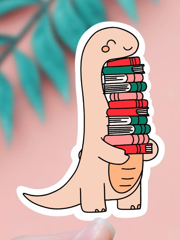 Dinosaur With Books Sticker for wholesale by EnchantingSunshine