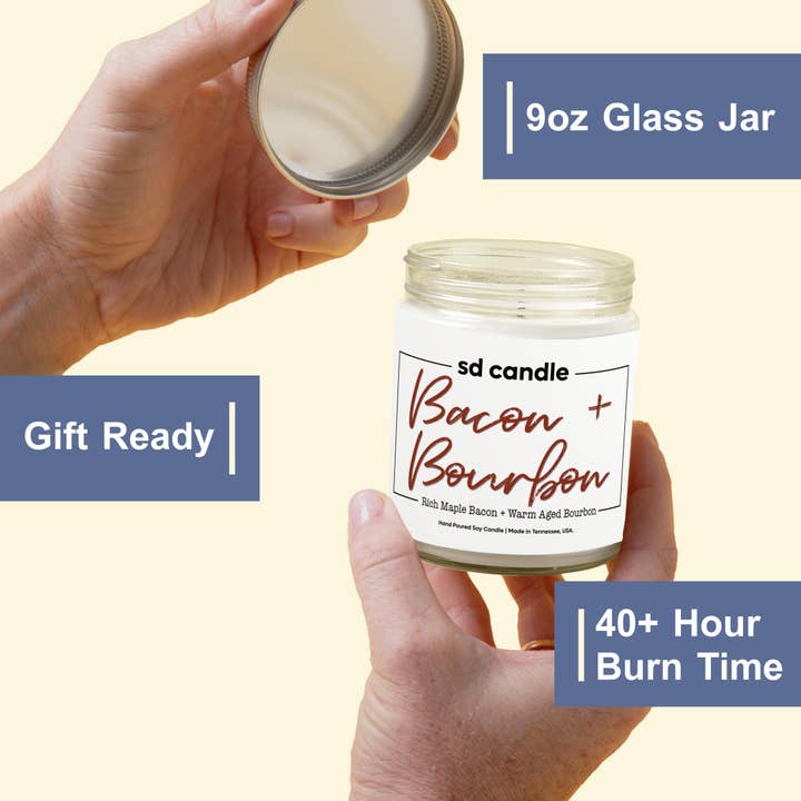 Silver Dollar Candleworks LLC - Wholesale Jar/Filled Candle - Bacon & Bourbon Scented Candle - 9/16oz Glass Jar Candle5