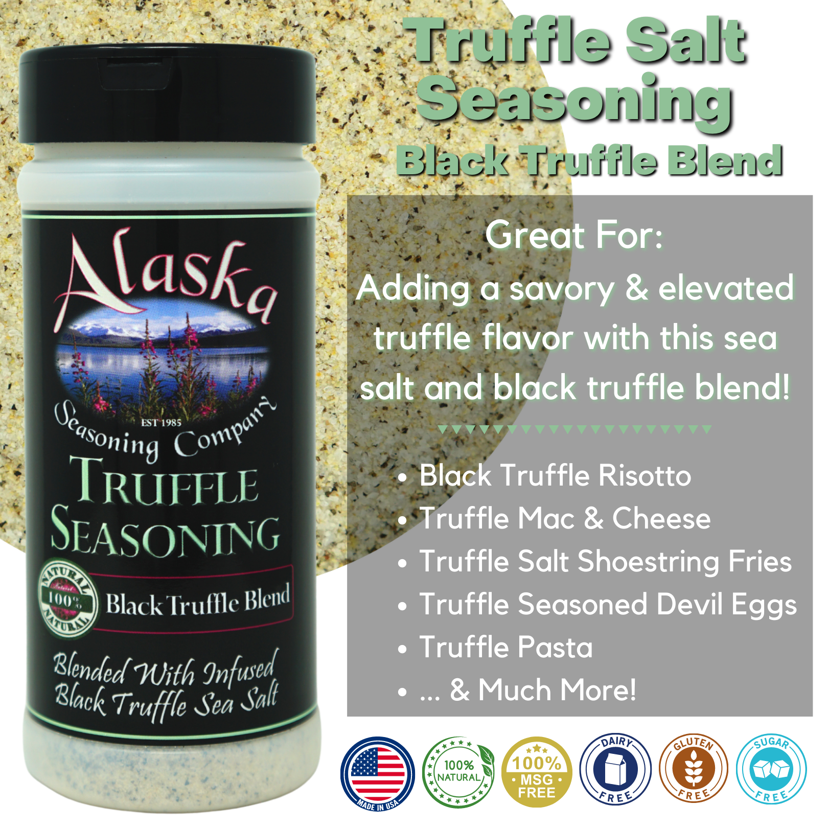 Alaska Seasoning Company - Vente Mélanges d'épices séchées - Mélange d'assaisonnements à la truffe noire4