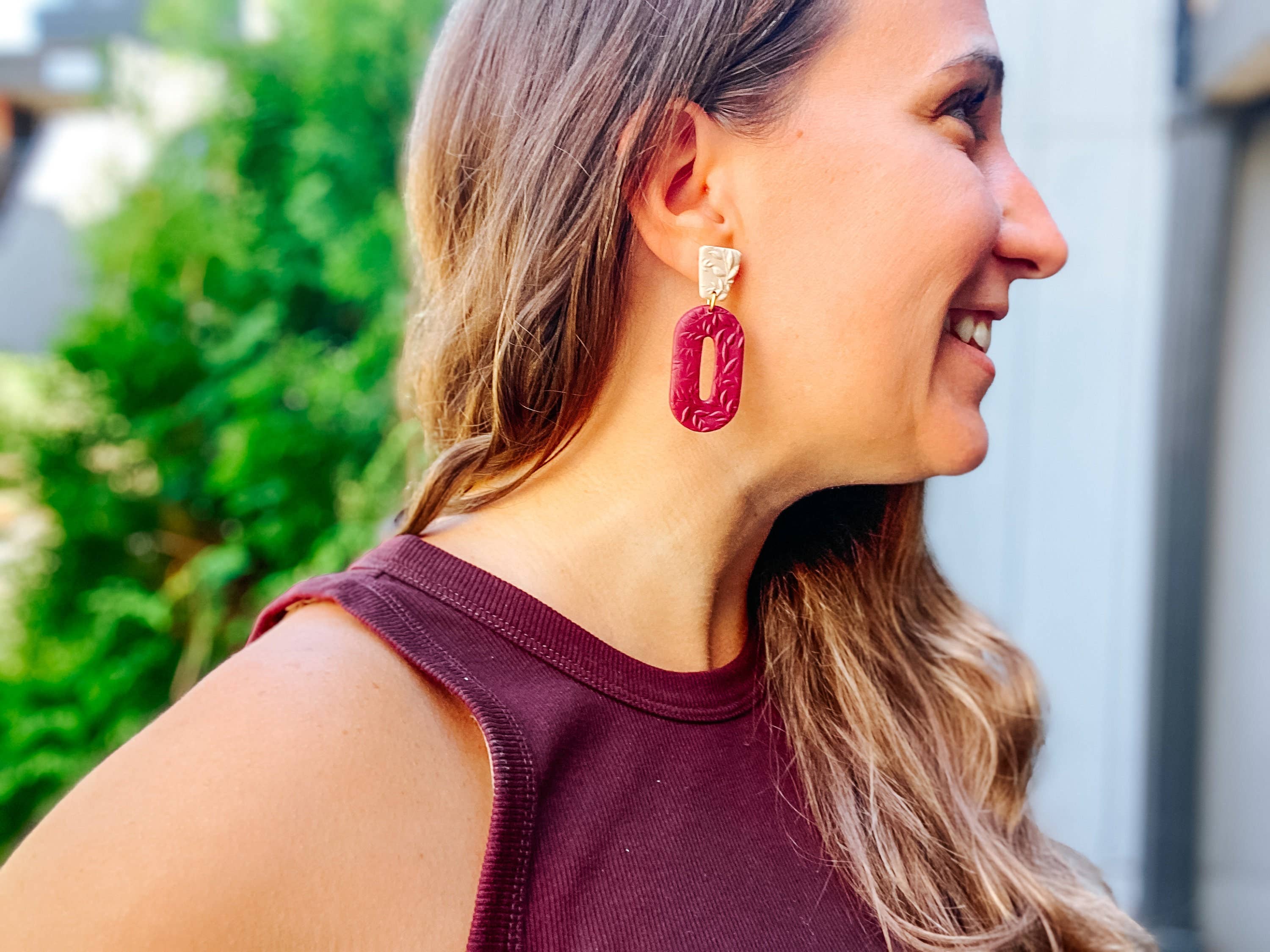 Lauren Likes Art - Wholesale Dangle Earrings - Jewel Tone Vintage Inspired Earring, Wine Polymer Clay Earri2