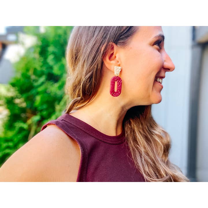 Lauren Likes Art - Wholesale Dangle Earrings - Jewel Tone Vintage Inspired Earring, Wine Polymer Clay Earri2
