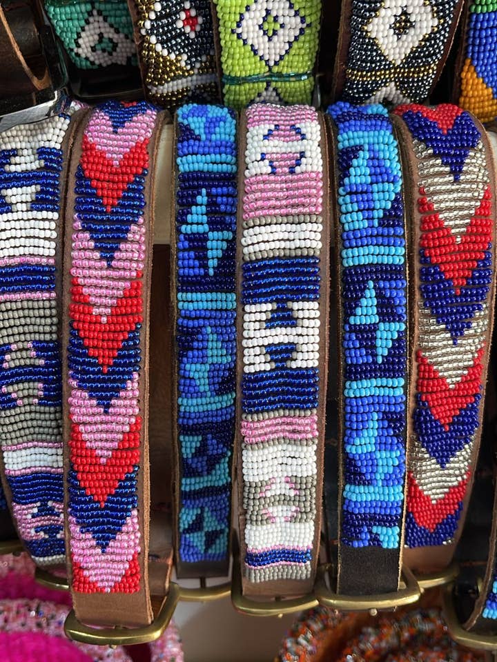 African Leather Beaded Dog Collar / Colourful Dog Collar for wholesale by African Craft Collection