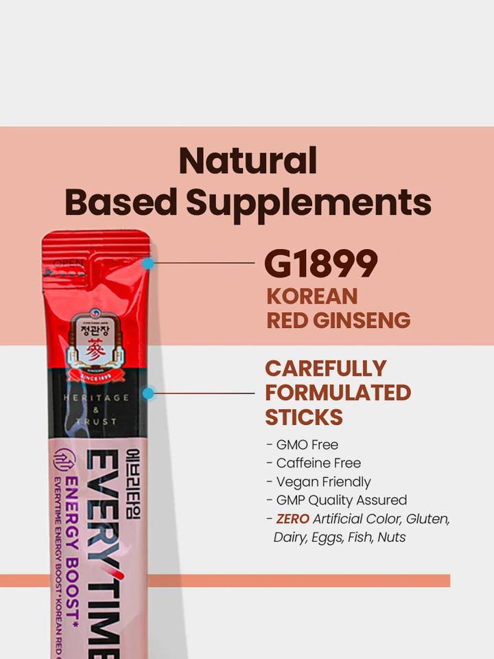 Evreytime Energy Boost 10 paquets + Thé à l'extrait de ginseng rouge 25 paquets pour la vente par LAOM