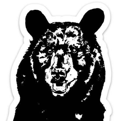Hey Bear, adesivo resistente alle intemperie in bianco e nero per la vendita all'ingrosso da parte di Hannah.Dunn.ART