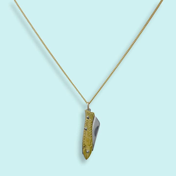 Ornamental Things - Wholesale Pendant/Charm Necklace - Small Gold Fish Knife Necklace2
