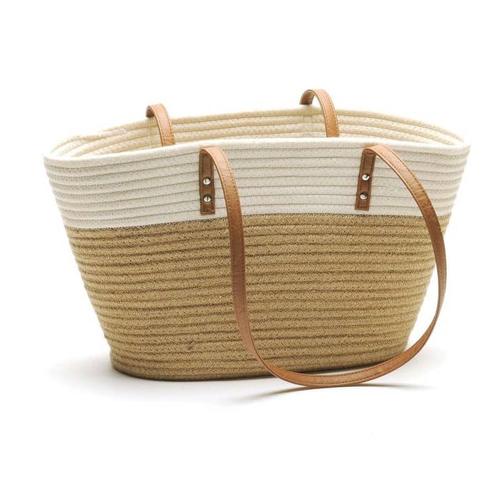 SAC DE MARCHÉ EN JUTE ET BLANC pour la vente par Bacon Basketware