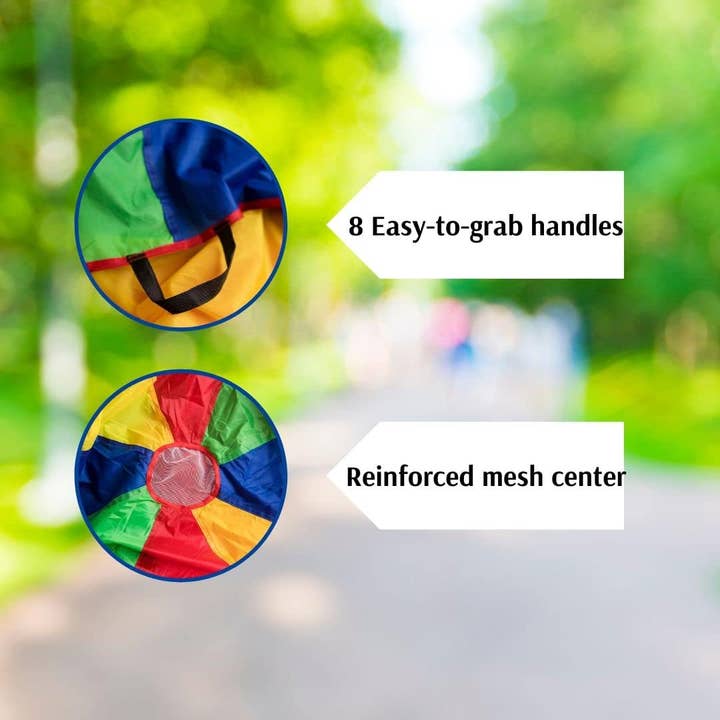 Everyday Educate - Wholesale Classic Toy - Kids - Play Parachute for Kids 12 Feet Rainbow Parachutes Toy Tent 3