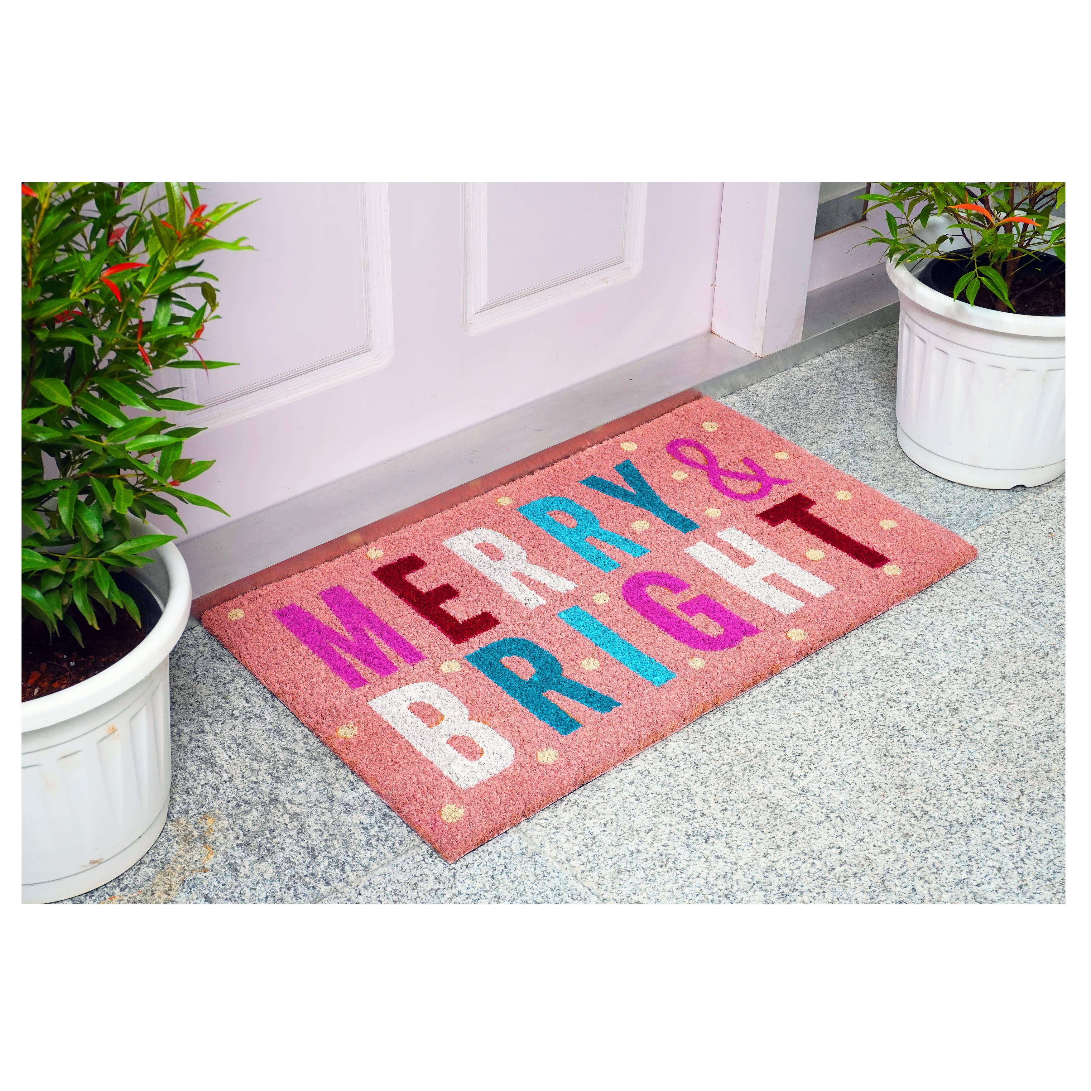 Calloway Mills – wholesale Door mat – Pink Christmas Merry & Bright Doormat2