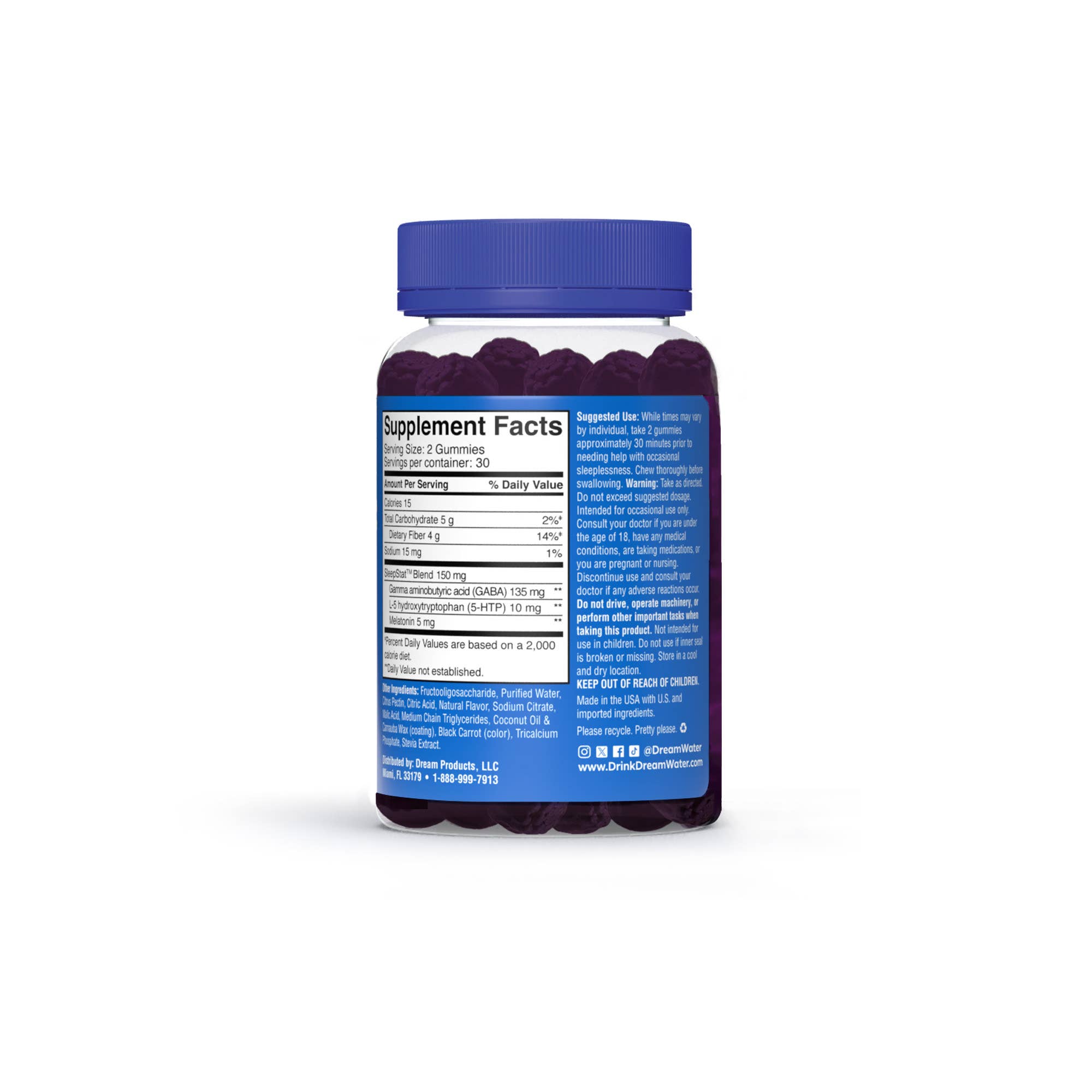 Dream Water - Wholesale Oral Supplement/Vitamin - Dream Water Snoozeberry Sleep Gummies with Pectin- 60 Count 7