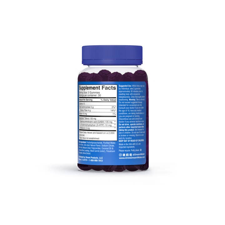 Dream Water - Wholesale Oral Supplement/Vitamin - Dream Water Snoozeberry Sleep Gummies with Pectin- 60 Count 7