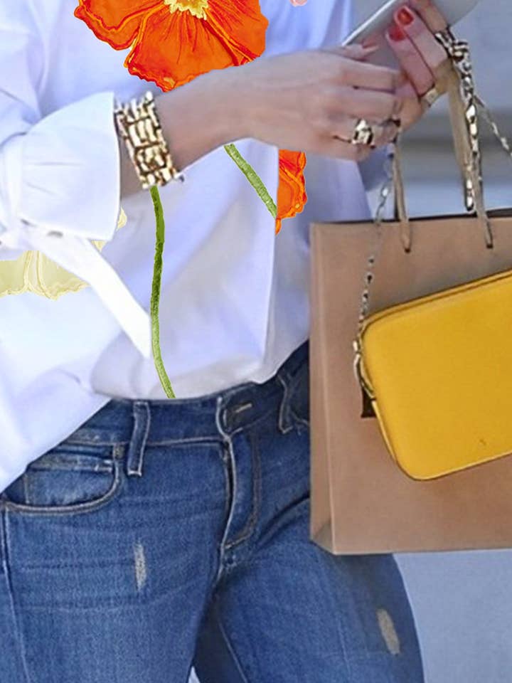 WHITE Flower print long sleeve comfortable casual shirt for wholesale on Faire2