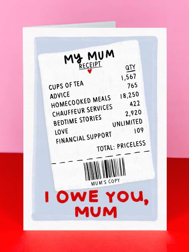 Priceless Mum Receipt, biglietto per la festa della mamma per mamma/mamma ( per la vendita all'ingrosso da parte di The Card Edit