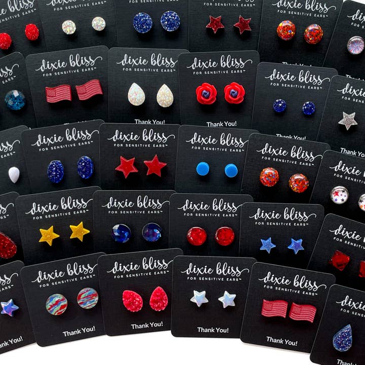 Dixie Bliss - Wholesale Stud/Post Earrings - Patriotic swag earrings for promotions and events4
