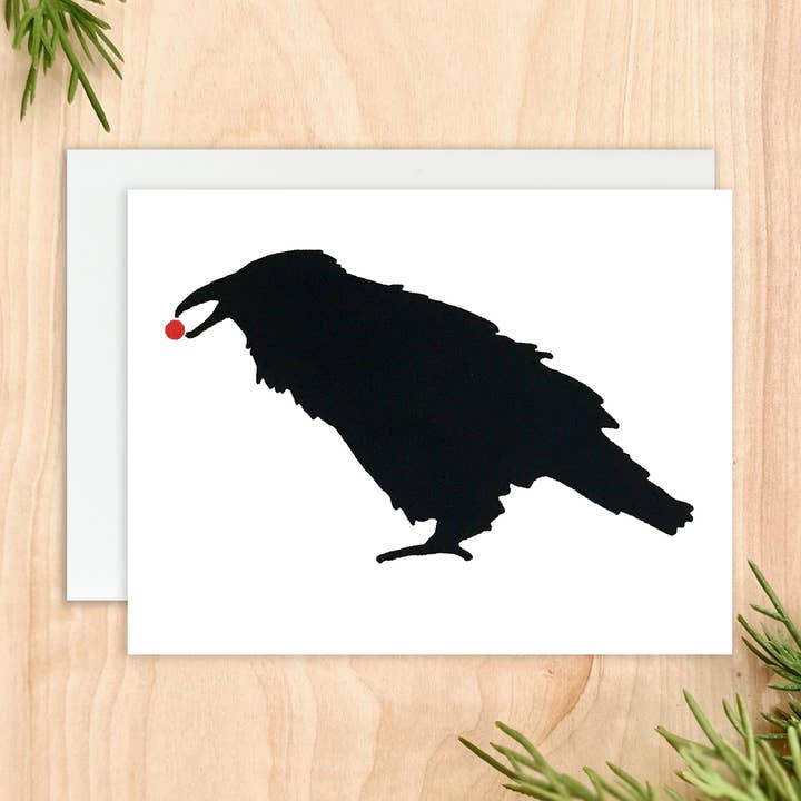 Grußkarte „Rabe mit einer Beere“ für den Großhandel von Printworthy