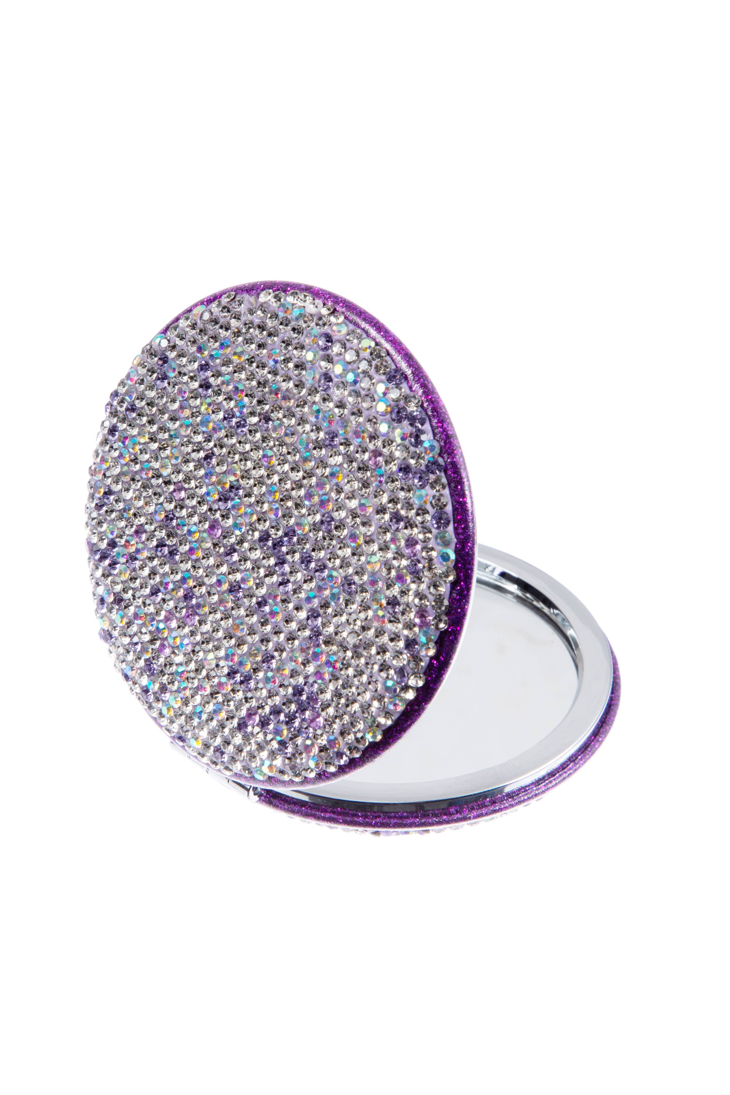 Ole - Wholesale Compact Mirror - Circle Ceramic Rhinestone Folding Makeup Mirror M04492