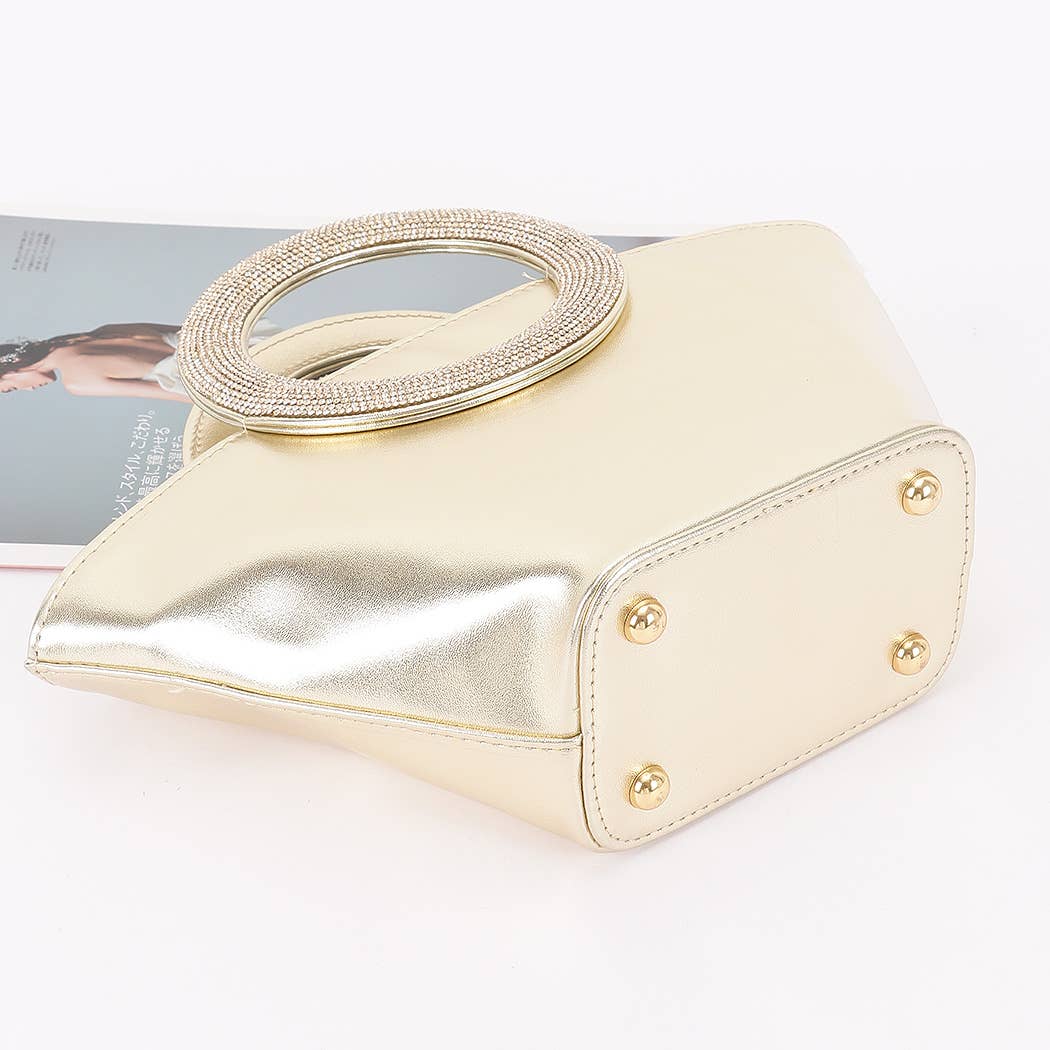 3AM BY H&D ACCESSORIES – Großhandel Clutch – Damen – Metallic Kunstleder Clutch mit Strassgriff3