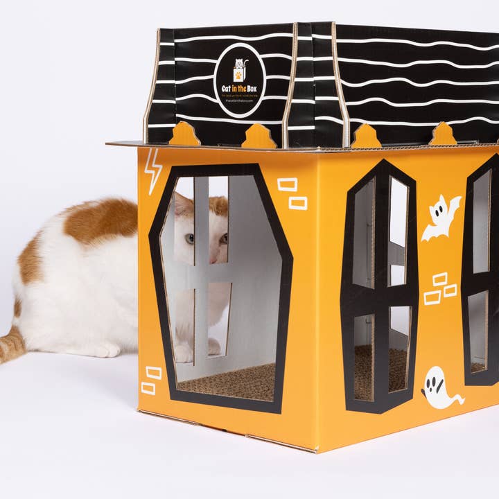 Cat in the Box LLC – wholesale Pet scratcher – Cat – Spooky Cat Haunted House - Cardboard Box Playhouse for Cats1