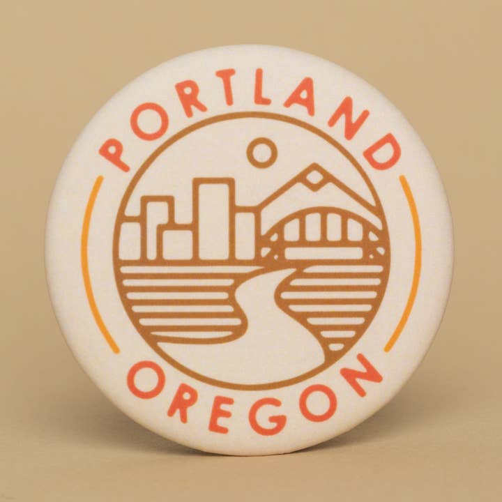 Imán redondo retro Portland Skyline para venta al por mayor de Tender Loving Empire