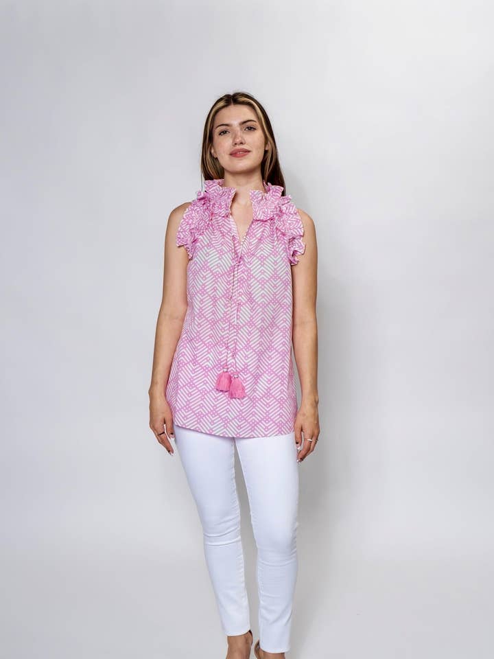 Chevron punteggiato Top senza maniche con motivo a pois con motivo a pois, da donna in vendita all'ingrosso su Faire0