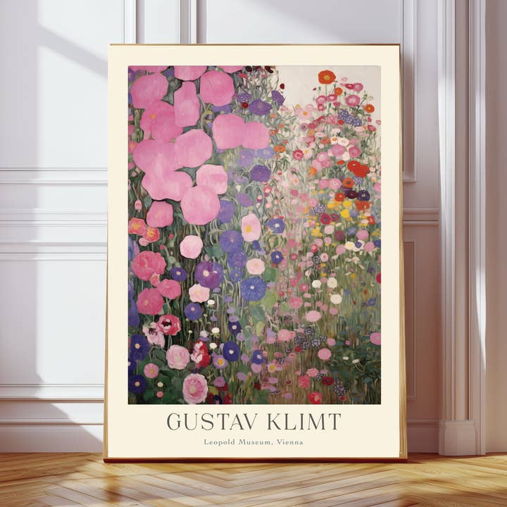 Gustav Klimt Roze Bloementuin Kunstprint voor wholesale door Kumo Art Prints