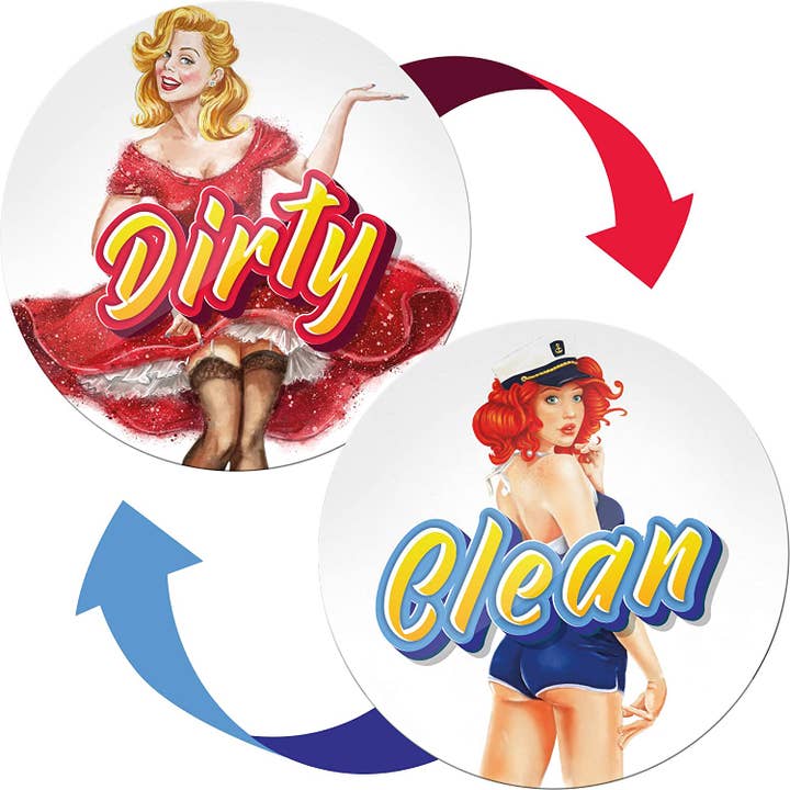 X-bet MAGNET - Vente Aimants - Aimant pour lave-vaisselle Retro Pinup Clean Dirty