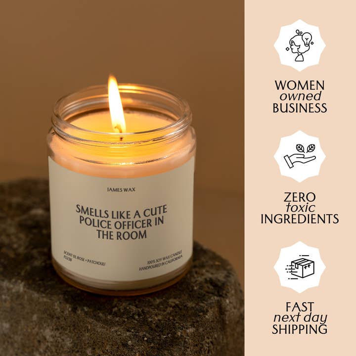 James Wax - Wholesale Jar/Filled Candle - Cute Police Officer Gift Smells Like a Cute Police Officer In The Room Cop Gifts Law Enforcement Gifts F523B