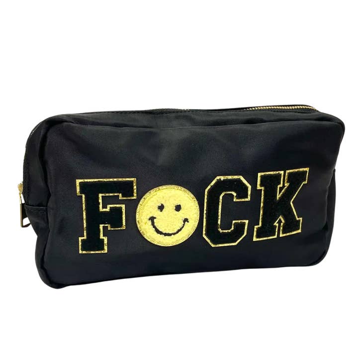 Pochette à écussons en chenille Fuck avec visage souriant pour la vente par Properly Improper