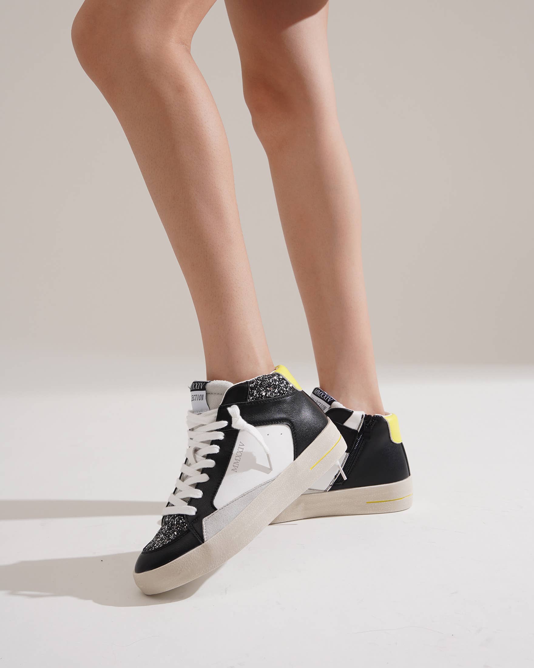 CEREZA - Wholesale Lifestyle Sneakers - Women's - Women's High-cut Platform Sneakers with with glitter detail5