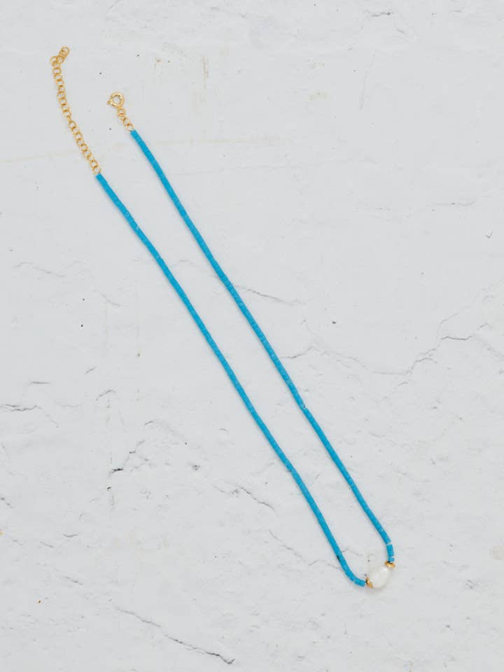 Pearl and Turquoise Beaded Necklace for wholesale by Patara Life