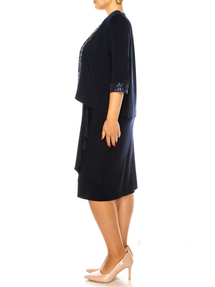 NAVY Brianna Milay 2-Pc Sequin Embroidered Jacket Dress for wholesale on Faire1