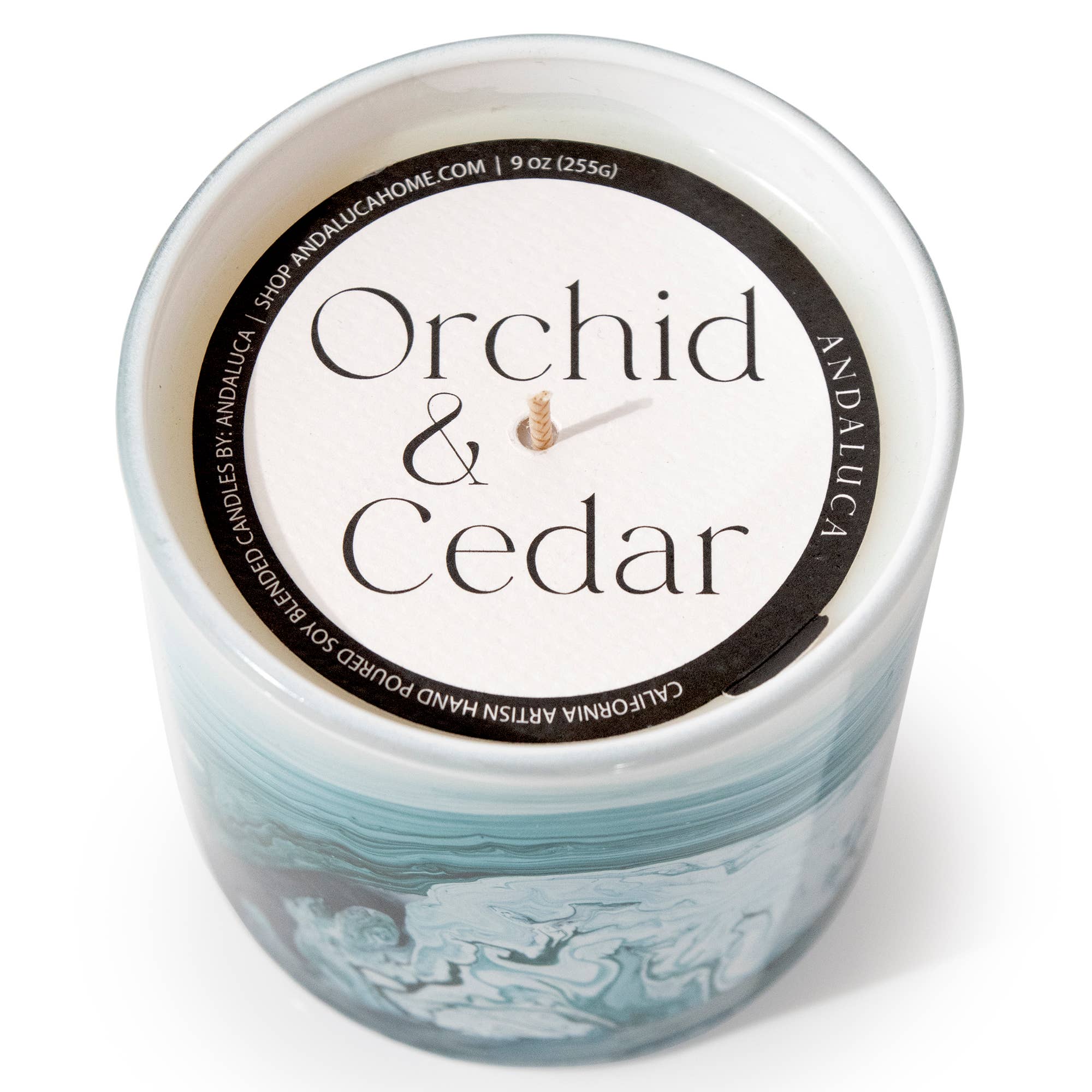 Andaluca - Wholesale Jar/Filled Candle - Orchid & Cedar 14 oz. Swirl Glass Candle2